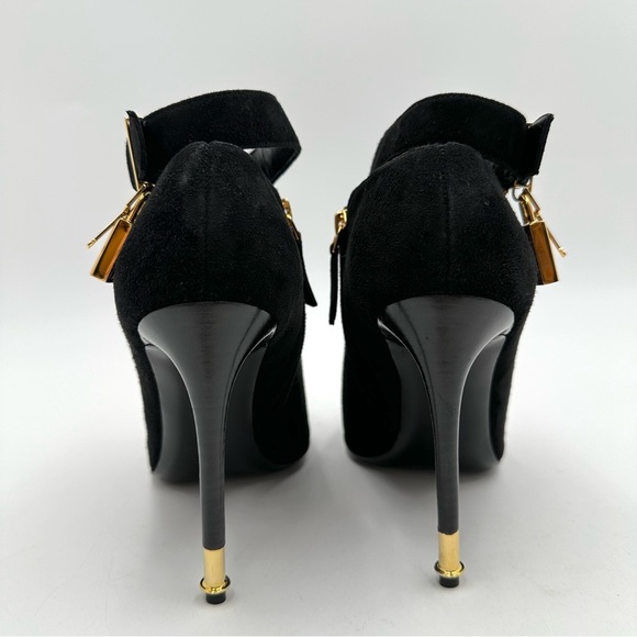 TOM FORD Sue Padlock Suede Ankle Bootie Black - Picture 9 of 15